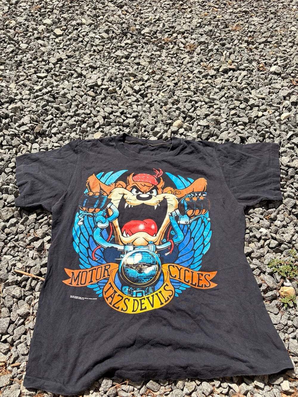 Warner Bros. Taz's Devils Motorcycles T-Shirt Black Vintage 1990